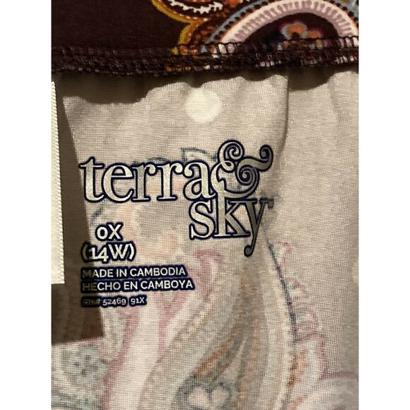 TERRA & SKY Womens Plus 0X ~ 14W Paisley Print Max Skirt Pockets Soft Material - Picture 4 of 5